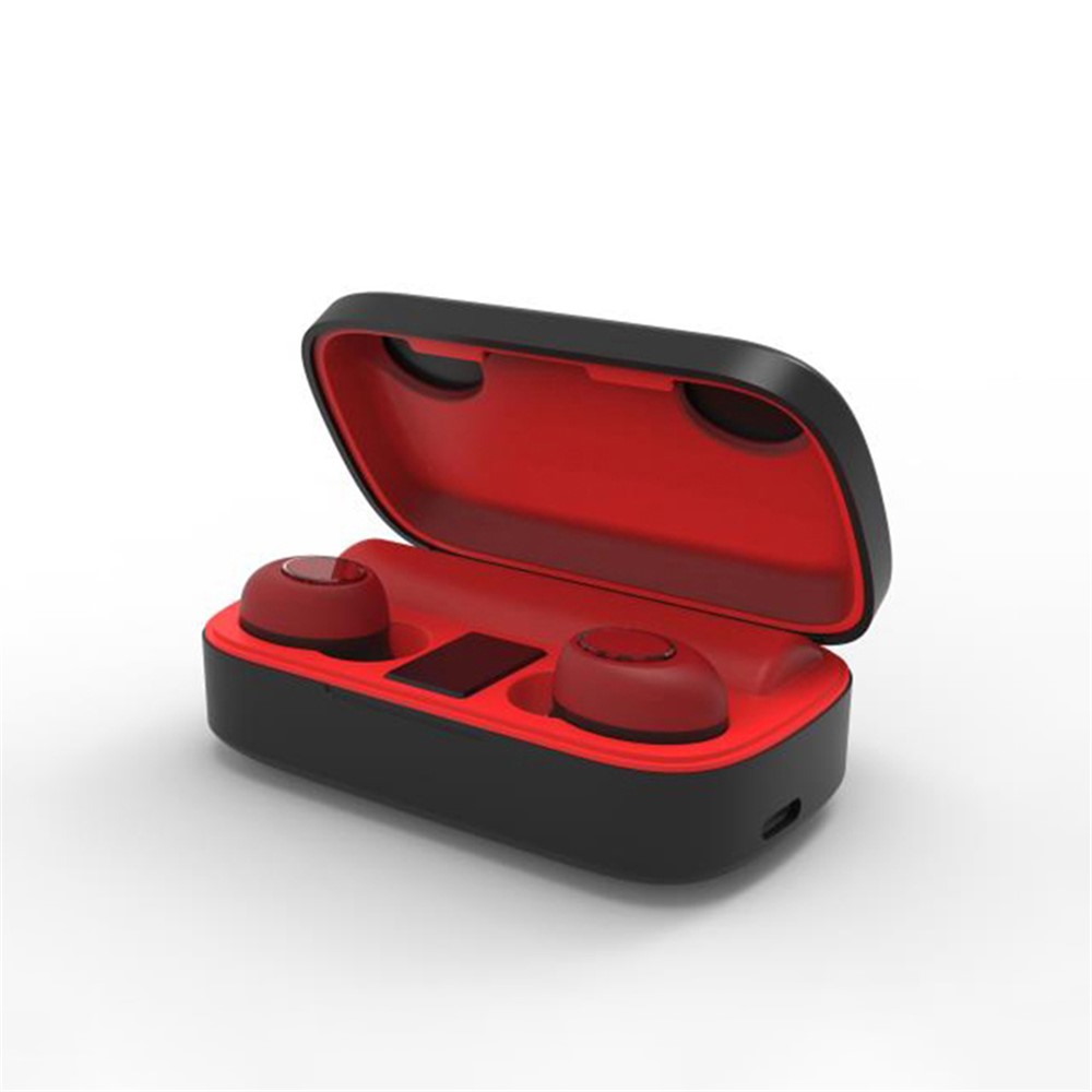 TWS Bluetooth 5.0 Stereo In-ear Power Digital Display Wireless Earphones Bluetooth Headsets - Red-3