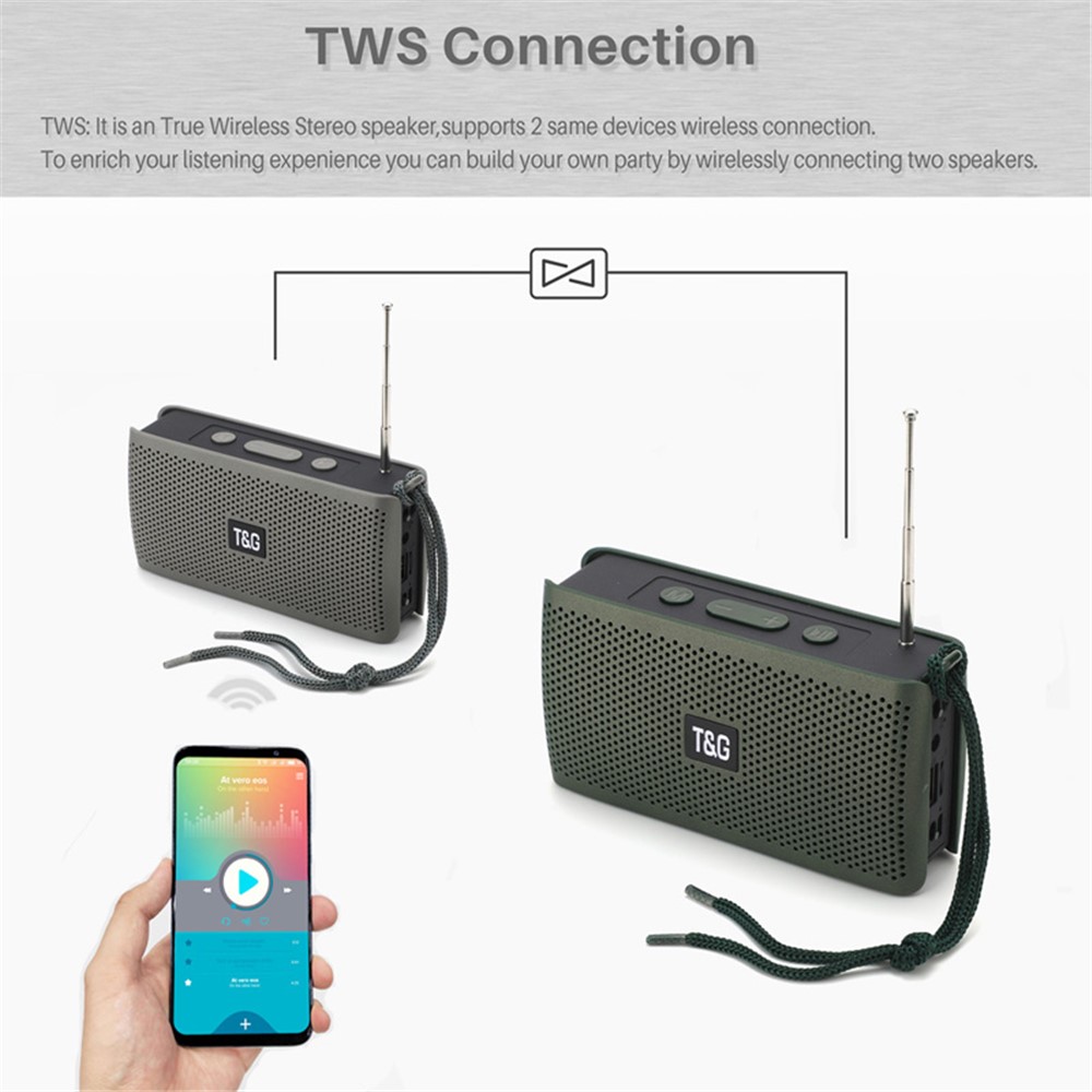 T&G TG282 Wireless Bluetooth Speaker with Flashlight Music Player Support TF / FM / 3.5mm AUX / U Disk - Green-8