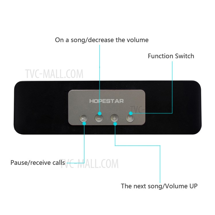 HOPESTAR H11 Portable Wireless Bluetooth Speaker Stereo Sound Music Subwoofer Column Support TF Card FM - Black-2