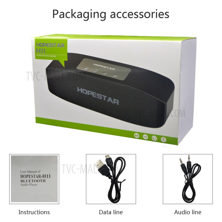 HOPESTAR H11 Portable Wireless Bluetooth Speaker Stereo Sound Music Subwoofer Column Support TF Card FM - Black-3