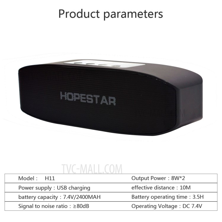 HOPESTAR H11 Portable Wireless Bluetooth Speaker Stereo Sound Music Subwoofer Column Support TF Card FM - Black-5