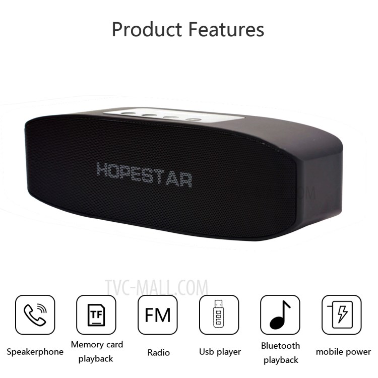 HOPESTAR H11 Portable Wireless Bluetooth Speaker Stereo Sound Music Subwoofer Column Support TF Card FM - Black-6