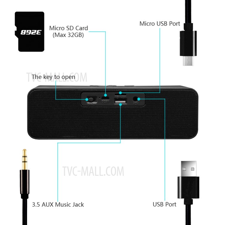 HOPESTAR H13 Bluetooth Speaker Stereo Music Surround Wireless Speaker Support USB TF Card-3