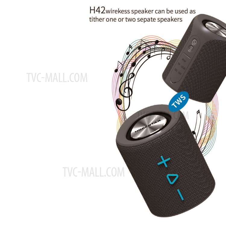 HOPESTAR H42 TWS Portable Bluetooth Speaker Wireless Column 3D Stereo Waterproof Subwoofer Support TF FM AUX-5