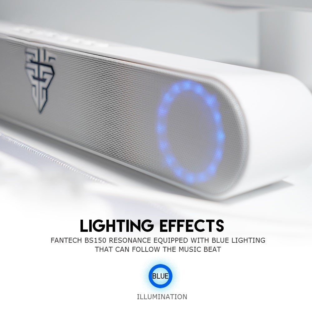 20Pcs FANTECH B150 Rechargeable Bluetooth Speaker Soundbar Computer Gaming Wireless Music Subwoofer with Blue Light - White-4
