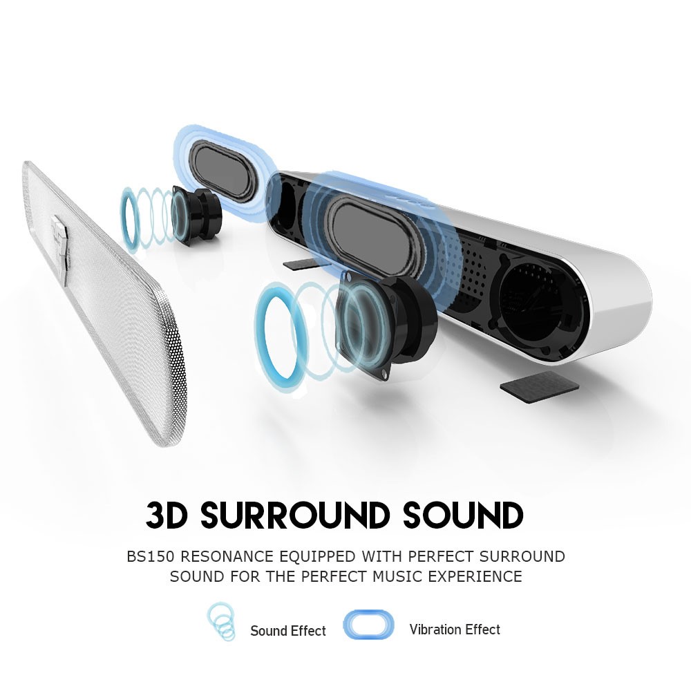 20Pcs FANTECH B150 Rechargeable Bluetooth Speaker Soundbar Computer Gaming Wireless Music Subwoofer with Blue Light - White-8