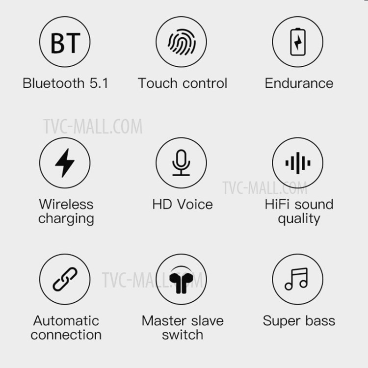 NR-740 TWS Bluetooth 5.1 Headphones Fingerprint Touch Earphones Support Wireless Charging - Black/Silver-2