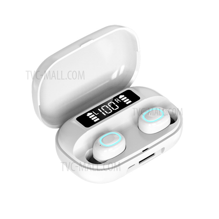 A42 TWS Bluetooth 5.0 Wireless Earphones Touch Control Earbuds with LED Display - White-1