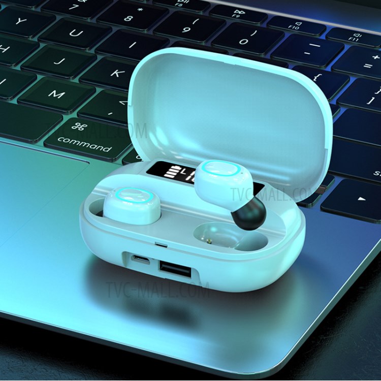 A42 TWS Bluetooth 5.0 Wireless Earphones Touch Control Earbuds with LED Display - White-2