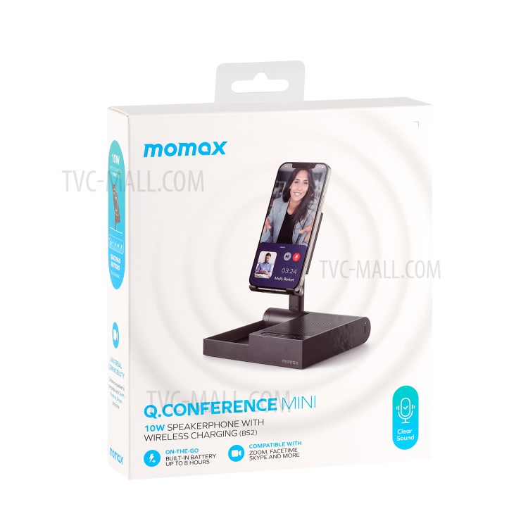 MOMAX Q.Conference MINI Wireless Charging Phone Holder Bluetooth Conference Speaker - Black-11