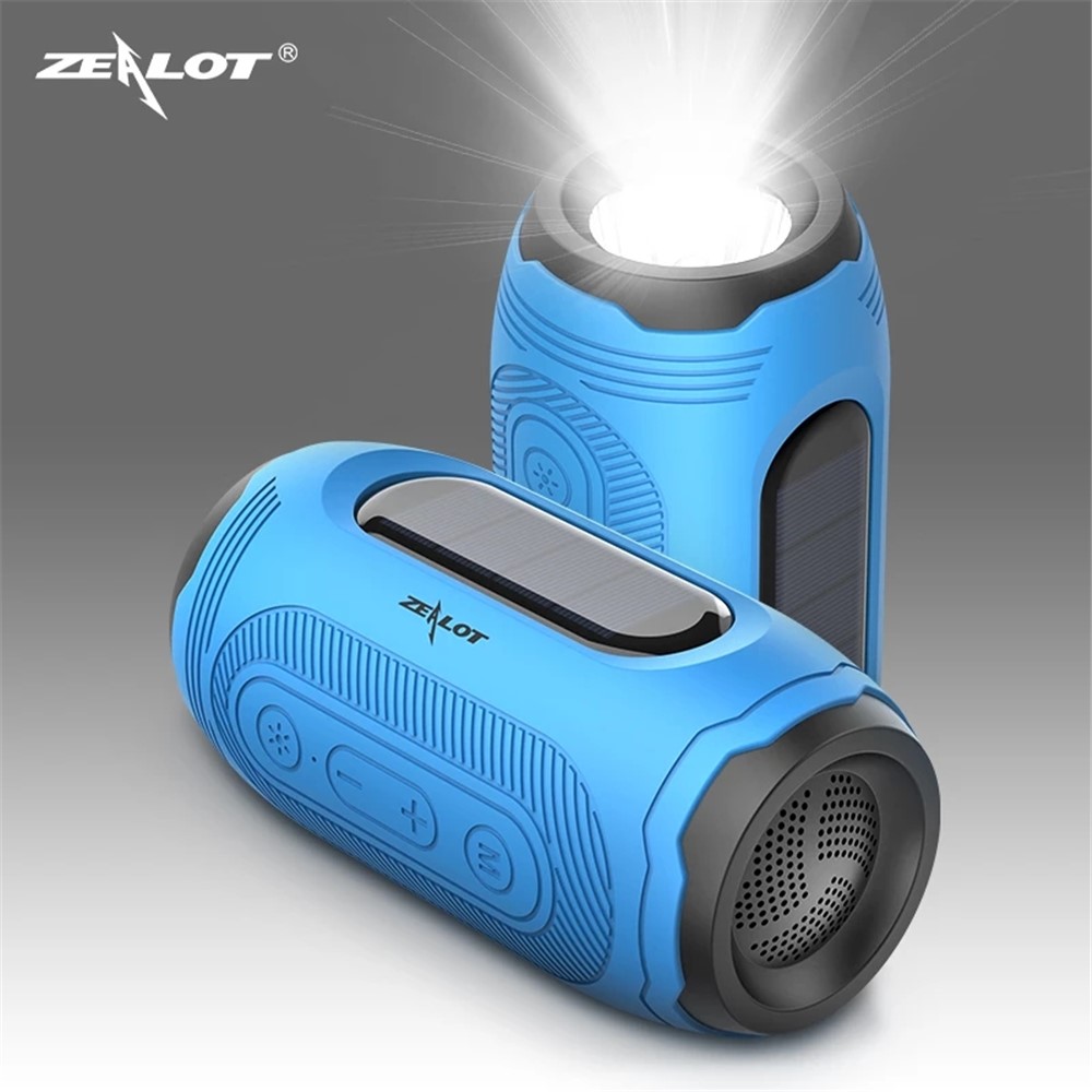 ZEALOT A4 Portable Wireless Bluetooth 5.0 Speaker Solar Charging Outdoor IPX5 Waterproof Music Subwoofer with Microphone - Blue-3