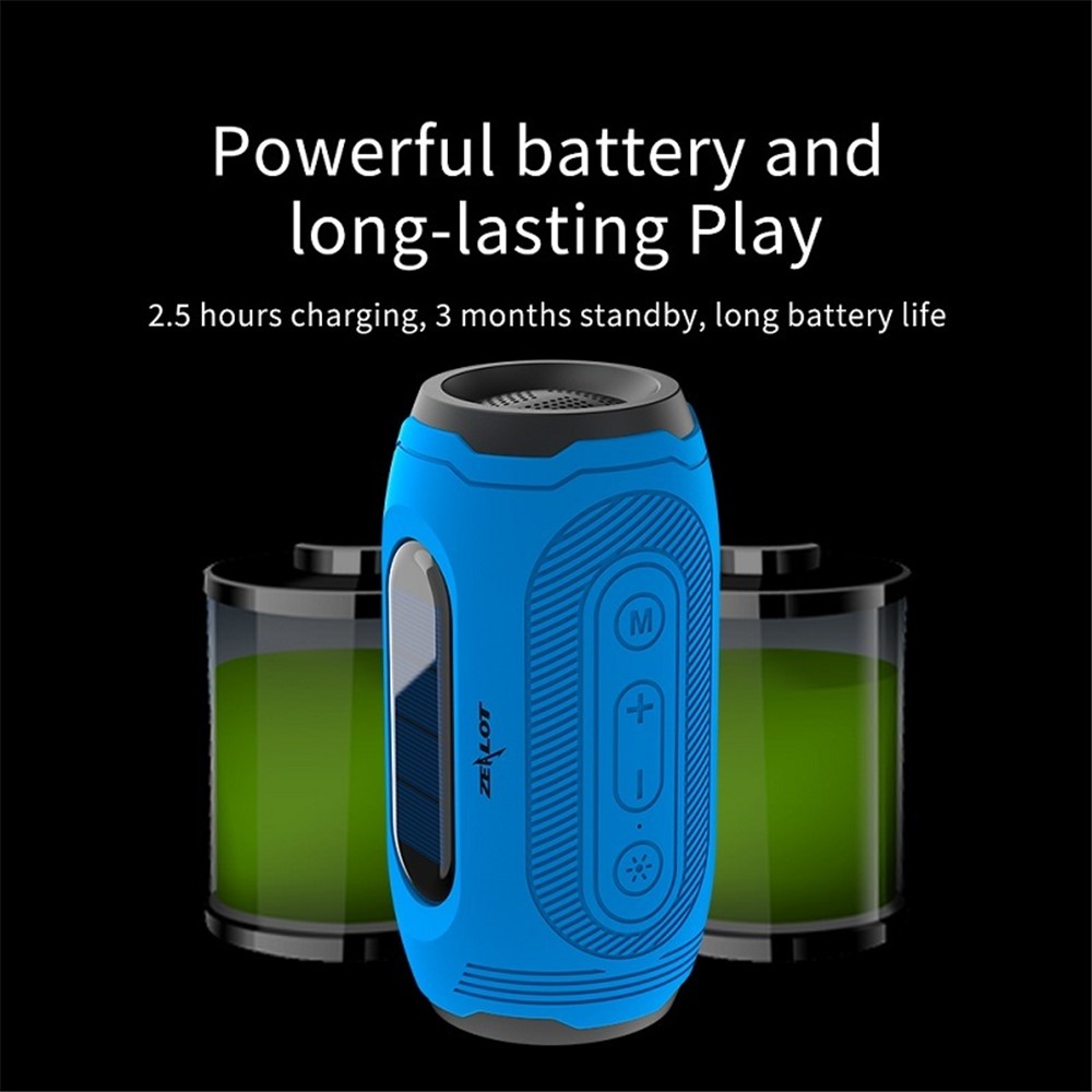 ZEALOT A4 Portable Wireless Bluetooth 5.0 Speaker Solar Charging Outdoor IPX5 Waterproof Music Subwoofer with Microphone - Blue-9