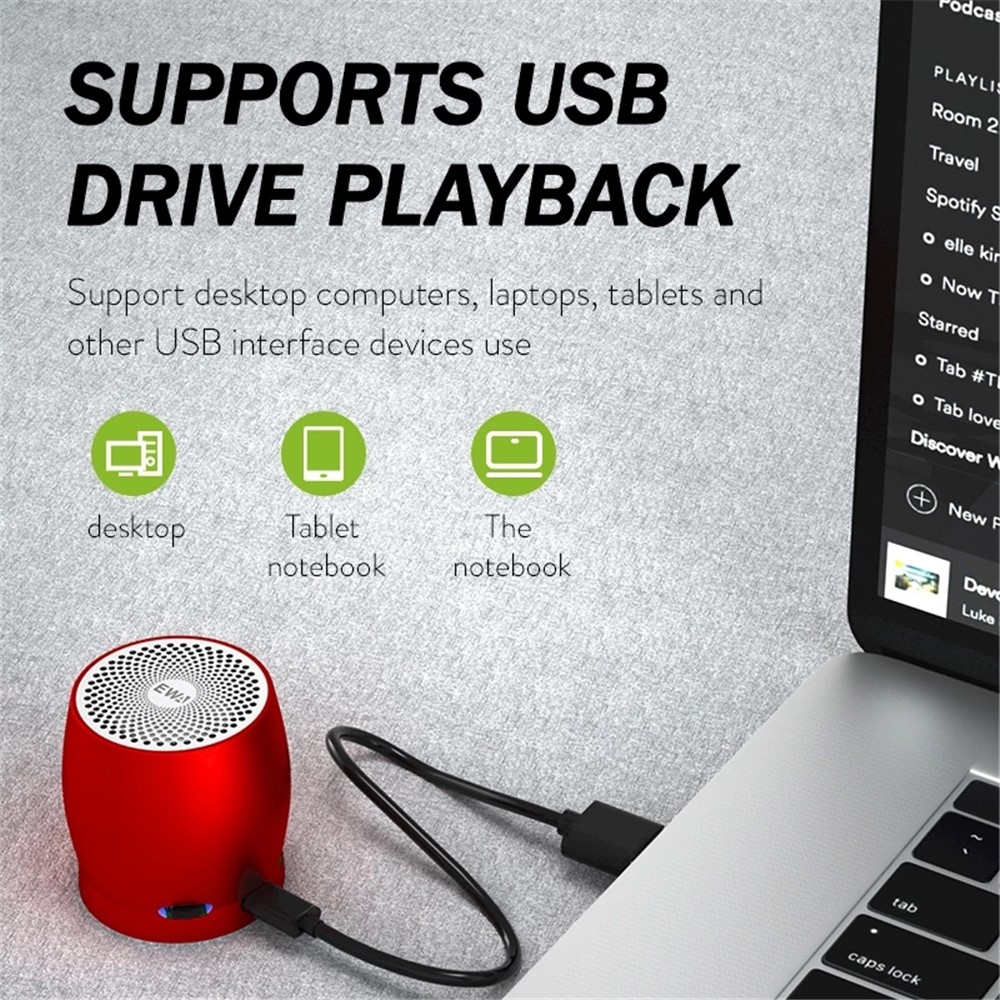 EWA A1 Portable TWS Bluetooth Wireless Speaker Outdoor Waterproof TF Stereo Music Subwoofer (CE Certificated) - Red-5