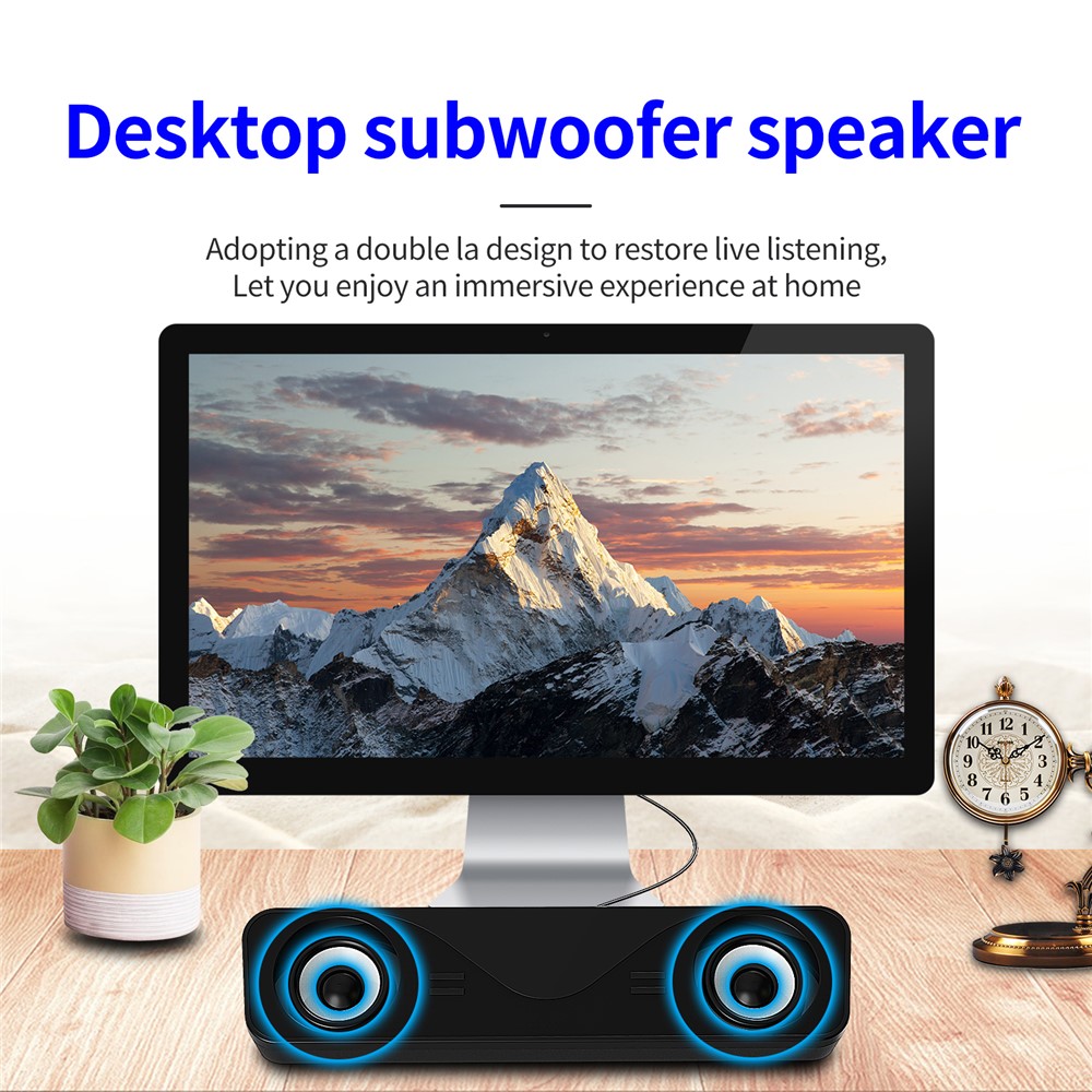 Y1 USB Wired Desktop Computer Speaker Stereo Bass Powerful Music Subwoofer-2