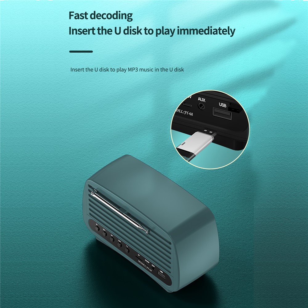 JY68 Wireless Bluetooth Speaker FM Radio 3D Stereo Subwoofer Music Player (CE Certification) - Green-3