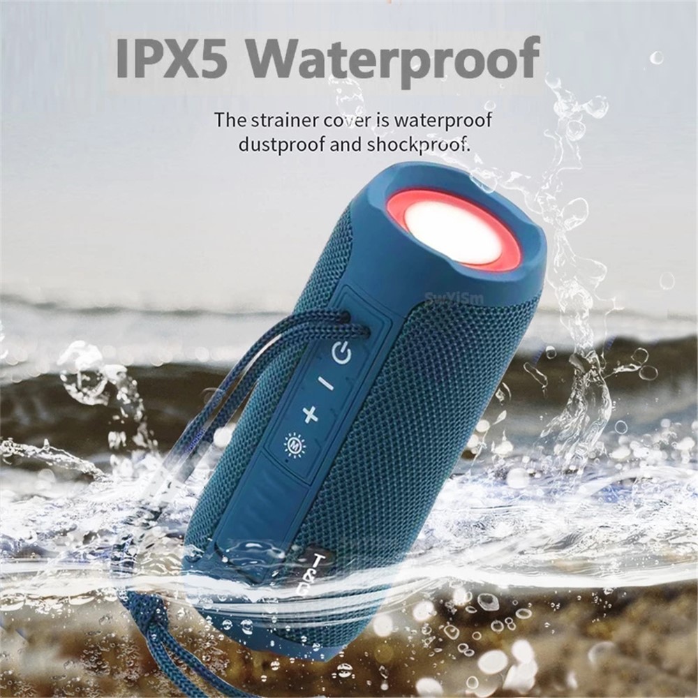 TG227 Outdoor Portable Wireless Bluetooth Speaker IPX5 Waterproof Subwoofer Stereo Sound Amplifier USB Speaker Support FM TF (CE) - Black-4