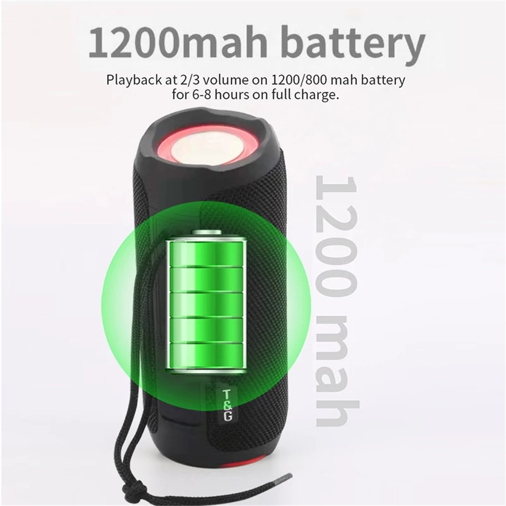 TG227 Outdoor Portable Wireless Bluetooth Speaker IPX5 Waterproof Subwoofer Stereo Sound Amplifier USB Speaker Support FM TF (CE) - Black-6