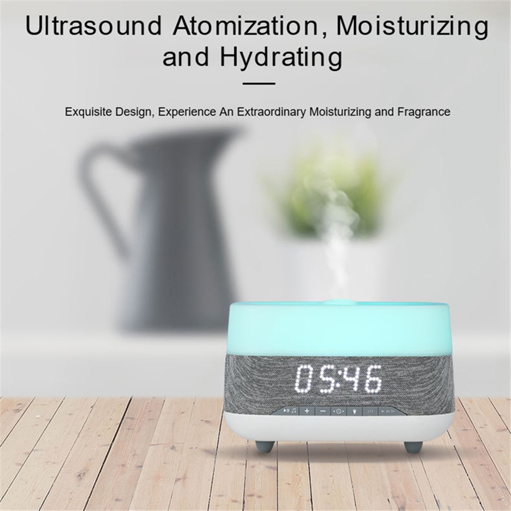 M-01 Smart Bluetooth Audio Ultrasonic Fragrance Atomizer Humidifier 7 Color LDE Night Light Alarm Clock - US Plug-5