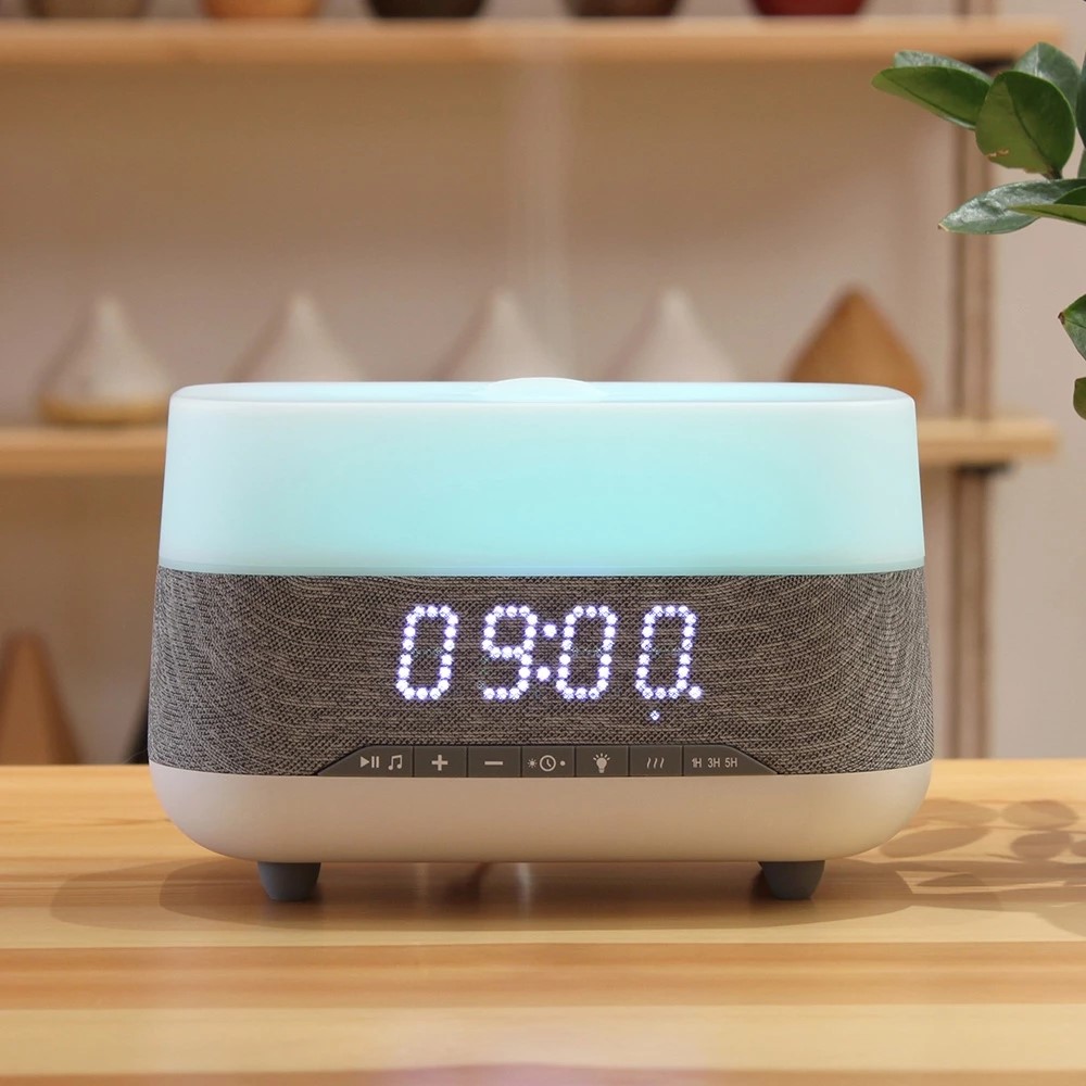 M-01 Smart Bluetooth Audio Ultrasonic Fragrance Atomizer Humidifier 7 Color LDE Night Light Alarm Clock - US Plug-8
