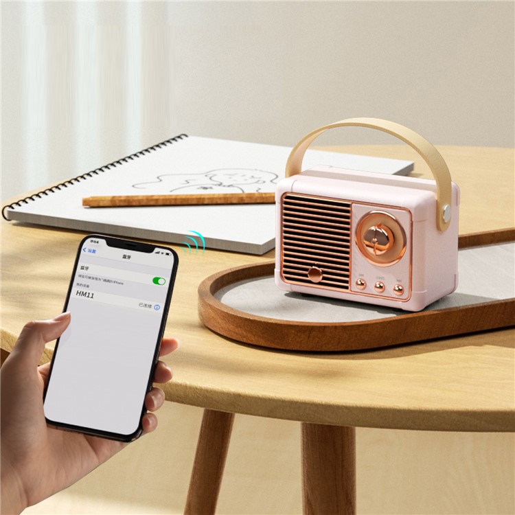 HM11 2nd Génération Haut-parleur Bluetooth Vintage Portable Sans Fil Radio-haut-parleur Classique Clair - Bleu-4