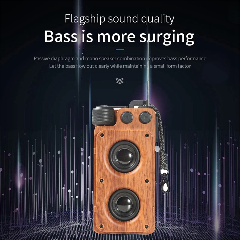 A8 Portable Retro FM Radio Bluetooth Wireless Dual Speakers Subwoofer Music Player Support U-disk/TF Card/AUX - Black-4