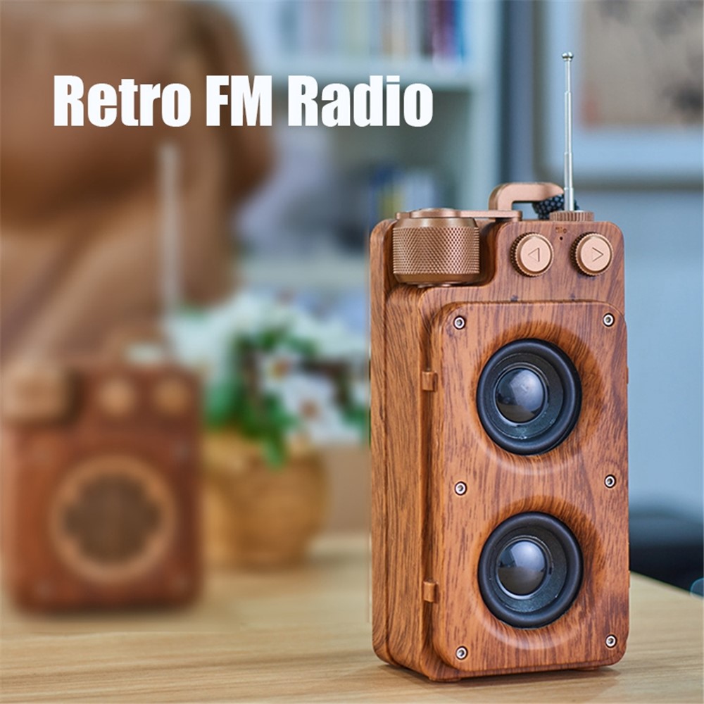 A8 Portable Retro FM Radio Bluetooth Wireless Dual Speakers Subwoofer Music Player Support U-disk/TF Card/AUX - Black-8