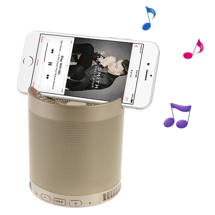 

Multi-function Wireless Bluetooth Speaker with Mic Stand Support FM/TF Card/AUX Input - Gold Color