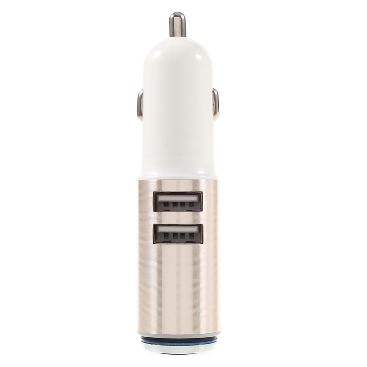 2-in-1 Hands-free Bluetooth 4.0 Headphone + Dual USB Car Charger - Champagne Gold-1