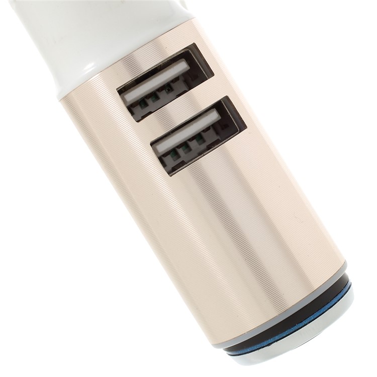 2-in-1 Hands-free Bluetooth 4.0 Headphone + Dual USB Car Charger - Champagne Gold-4