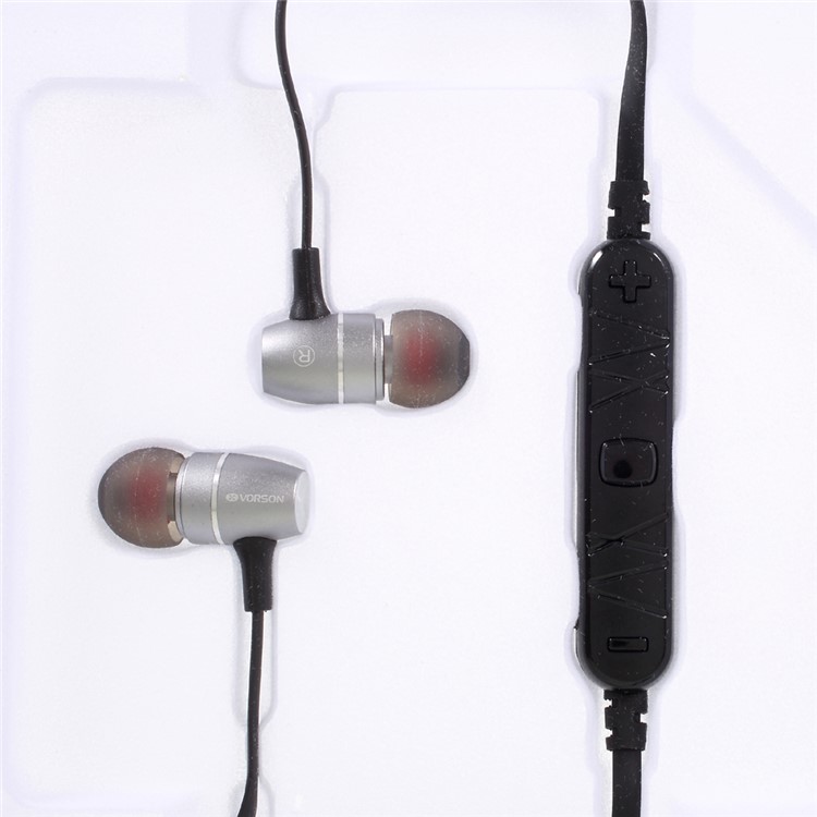 VORSON Bluetooth 4.1 In-ear Sport Headset Magnetic Stereo Earphone for iPhone Samsung - Silver-6