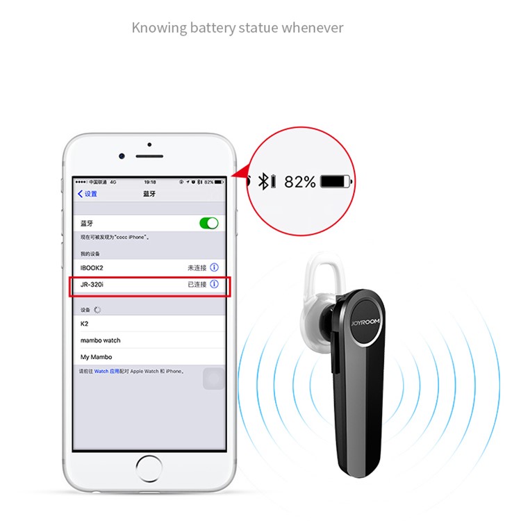 JOYROOM E320i Single In-ear Bluetooth 4.1 Wireless Stereo Earphone with Mic - Black-3