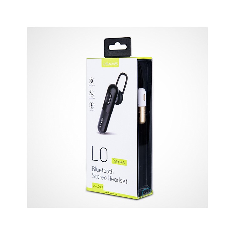 USAMS LO Series Single In-ear Bluetooth Stereo Headset with Mic for iPhone Samsung - Black-13