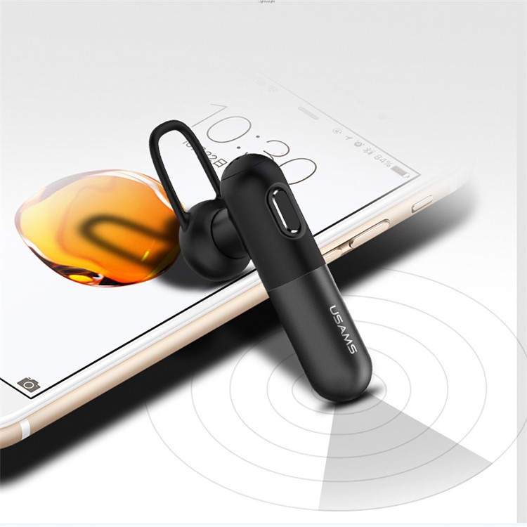 USAMS LO Series Single In-ear Bluetooth Stereo Headset with Mic for iPhone Samsung - Black-4