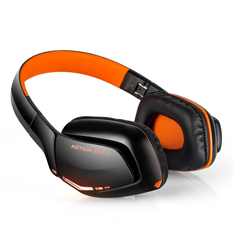 KOTION EACH B3506 Bluetooth Headphone Foldable Gaming Headset with Mic - Black / Orange-2