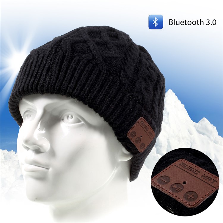 Winter Outdoor Bluetooth 3.0 Wireless Smart Beanie Knit Headphone Speaker Music Hat with Mic - Black-1