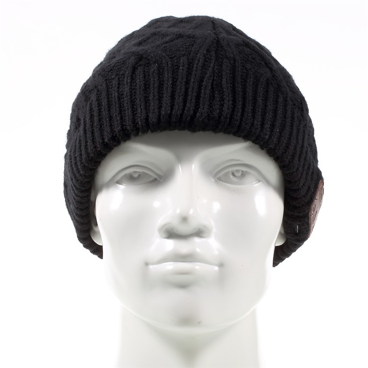 Winter Outdoor Bluetooth 3.0 Wireless Smart Beanie Knit Headphone Speaker Music Hat with Mic - Black-2