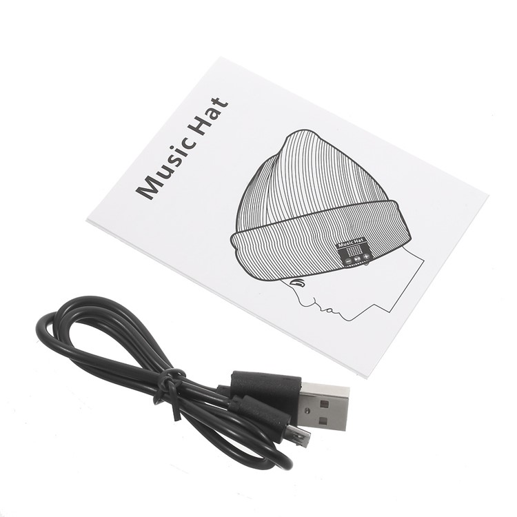 Grid Pattern Knitted Winter Warm Hat Built-in Wireless Bluetooth Headphone & Microphone - Black-10