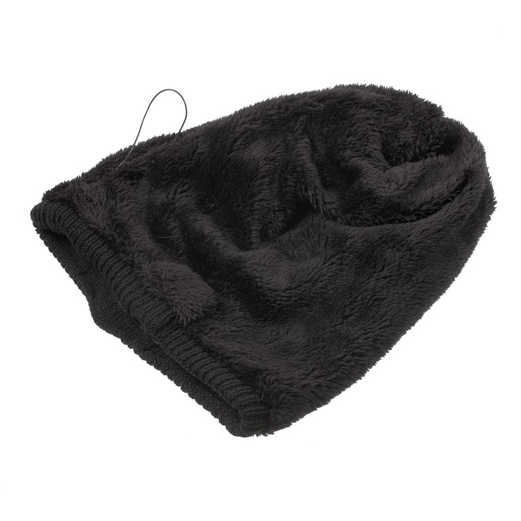 Grid Pattern Knitted Winter Warm Hat Built-in Wireless Bluetooth Headphone & Microphone - Black-5
