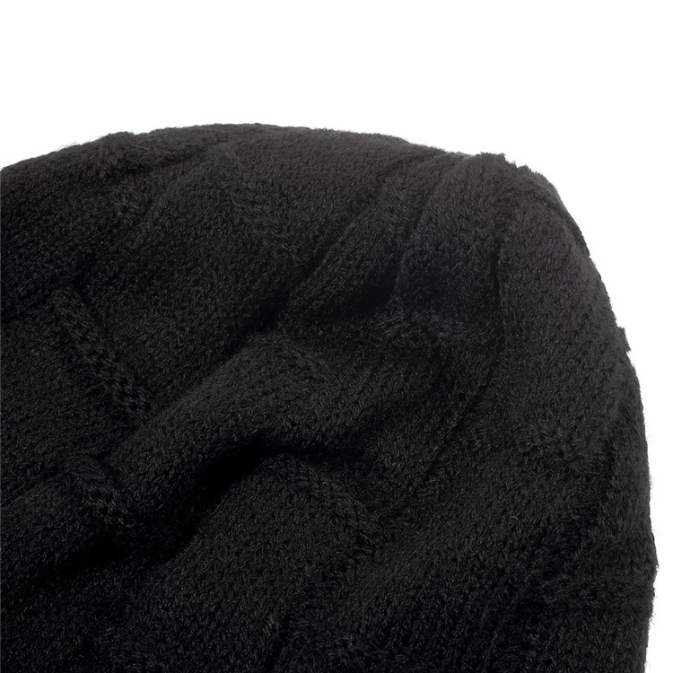 Grid Pattern Knitted Winter Warm Hat Built-in Wireless Bluetooth Headphone & Microphone - Black-9
