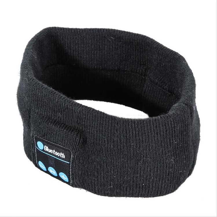 Sports Wireless Bluetooth Stereo Sleep Headset Headphone Knit Fleece Headband with Mic - Black-10