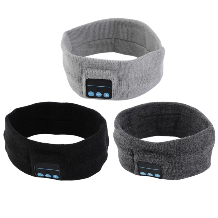 Sports Wireless Bluetooth Stereo Sleep Headset Headphone Knit Fleece Headband with Mic - Black-21