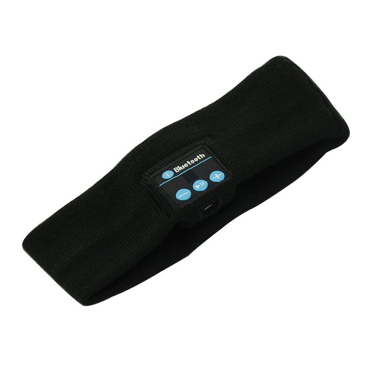 Sports Wireless Bluetooth Stereo Sleep Headset Headphone Knit Fleece Headband with Mic - Black-3