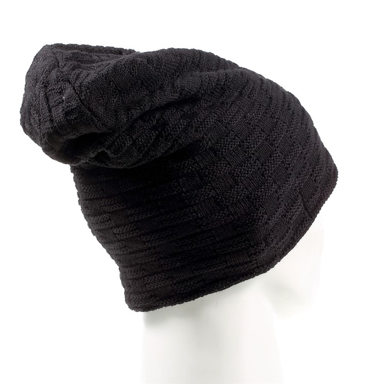 Grid Pattern Knitted Warm Long Music Hat Built-in Wireless Bluetooth Headphone & Microphone - Black-3