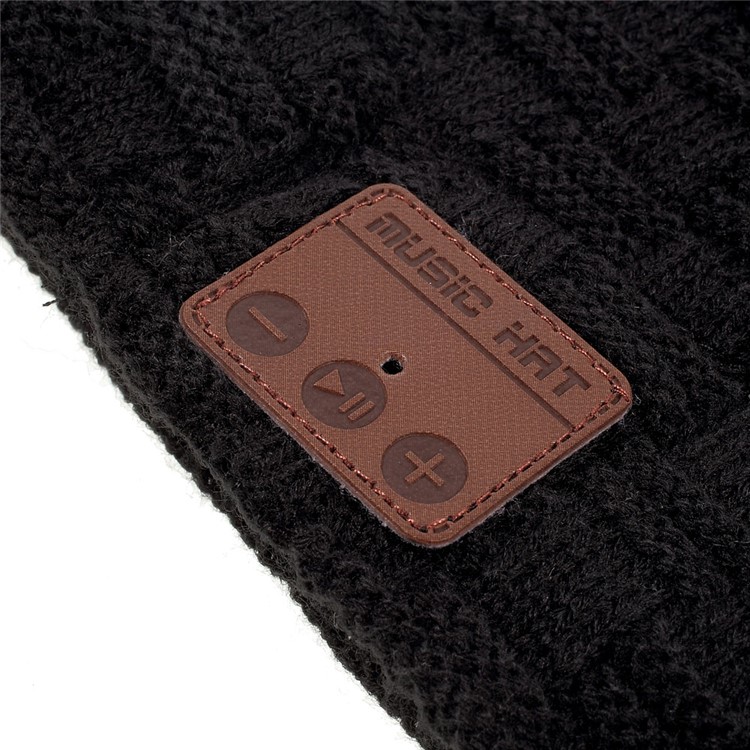 Grid Pattern Knitted Warm Long Music Hat Built-in Wireless Bluetooth Headphone & Microphone - Black-5