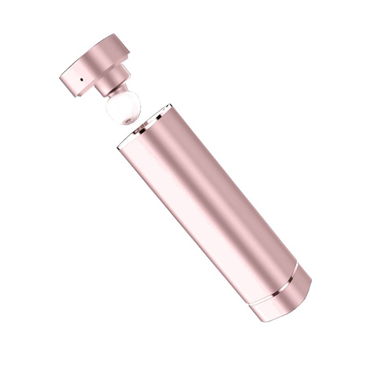 K1 Mini 2-In-1 Bluetooth Single Headset with Mic + USB Cellphone Power Bank - Rose Gold-2