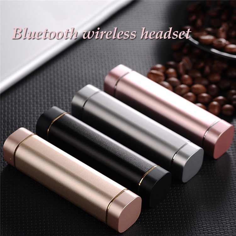 K1 Mini 2-In-1 Bluetooth Single Headset with Mic + USB Cellphone Power Bank - Rose Gold-4