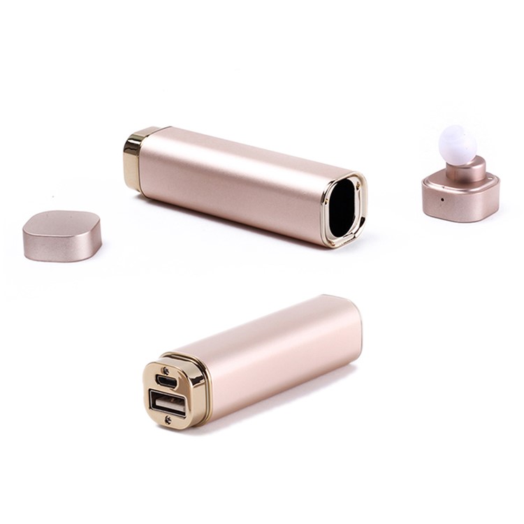 K1 Mini 2-In-1 Bluetooth Single Headset with Mic + USB Cellphone Power Bank - Rose Gold-8