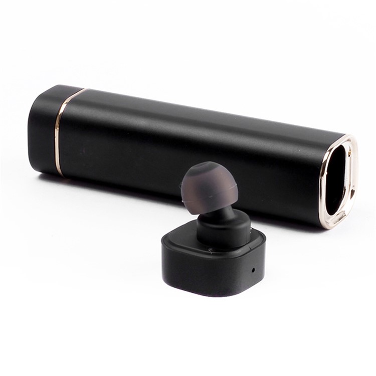 K1 Mini 2-In-1 Single Bluetooth Headset with Mic + USB Power Bank Battery Charger - Black-1