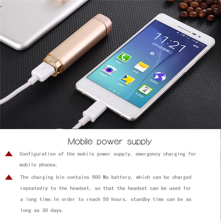 K1 Mini 2-In-1 Single Bluetooth Headset with Mic + USB Power Bank Battery Charger - Black-10