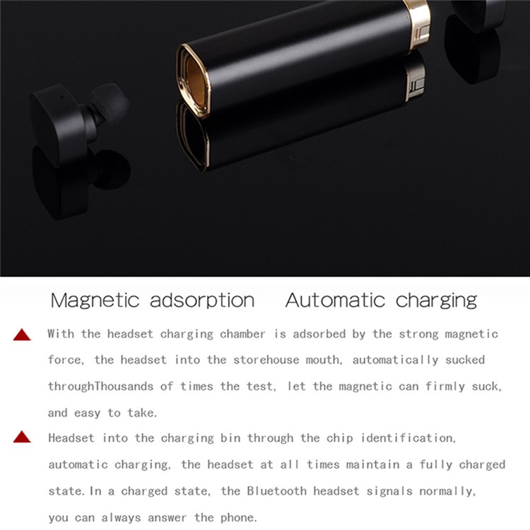 K1 Mini 2-In-1 Single Bluetooth Headset with Mic + USB Power Bank Battery Charger - Black-8